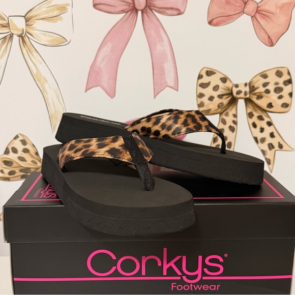 Corkys Black and Leopard Print Sandals - Picture 4 of 4